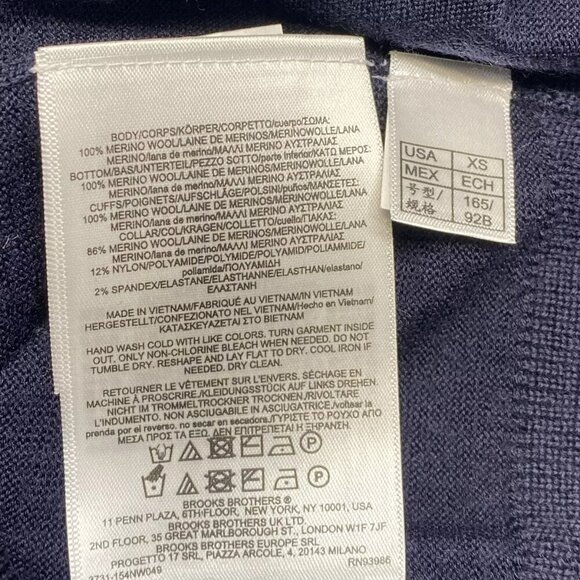 NEW BROOKS BROTHERS Men Polo Sweater Navy Blue  Merino Wool Pullover - Picture 7 of 7